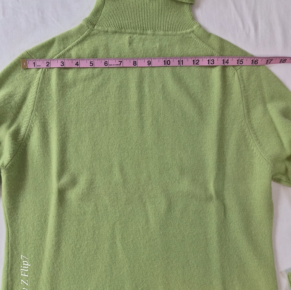 ​Valerie Stevens 2-Ply 100% Cashmere Turtleneck Sweater - Lime Green - Large - Picture 8 of 12